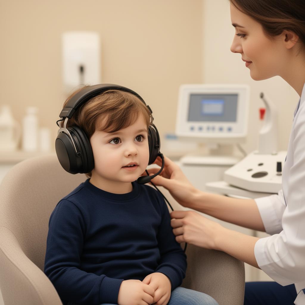 Criança sorrindo durante audiometria infantil na Clínica Shaibo